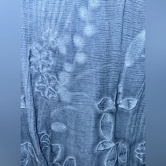 Soft Surroundings Womens PMedium Blue Silk Starling Embroidered Dress Bohemian - Picture 5 of 8